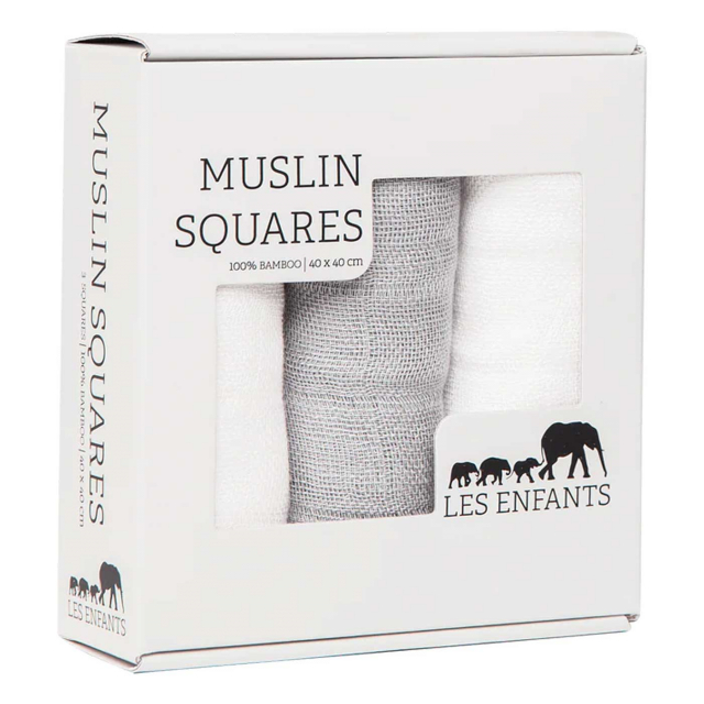 Les Enfants Snuttefiltar Bambu Muslin 3-pack Grå/Vit