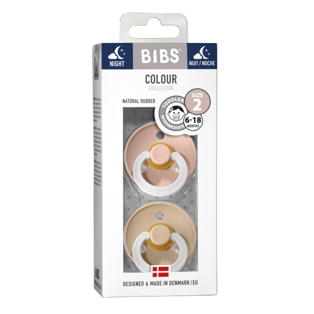 BIBS Napp Colour Night Latex 2-pack 6-18 mån Blush/Vanilla
