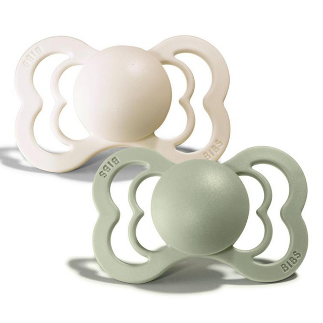 BIBS Supreme Nappar Silikon Ivory/Sage 2-pack Strl 2