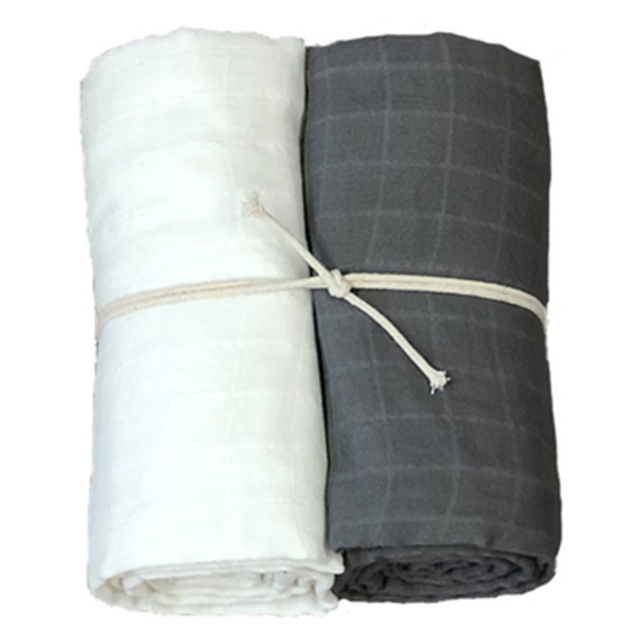 Mini Dreams Muslinfilt 2-pack Vit/grå 115x115 cm