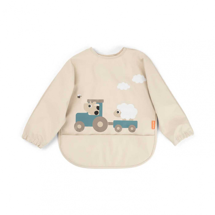 Done By Deer Haklapp med ärm Tiny Farm Sand i gruppen Babytillbehör / Äta och mata / Haklappar hos Bonti (DOBD1353779)