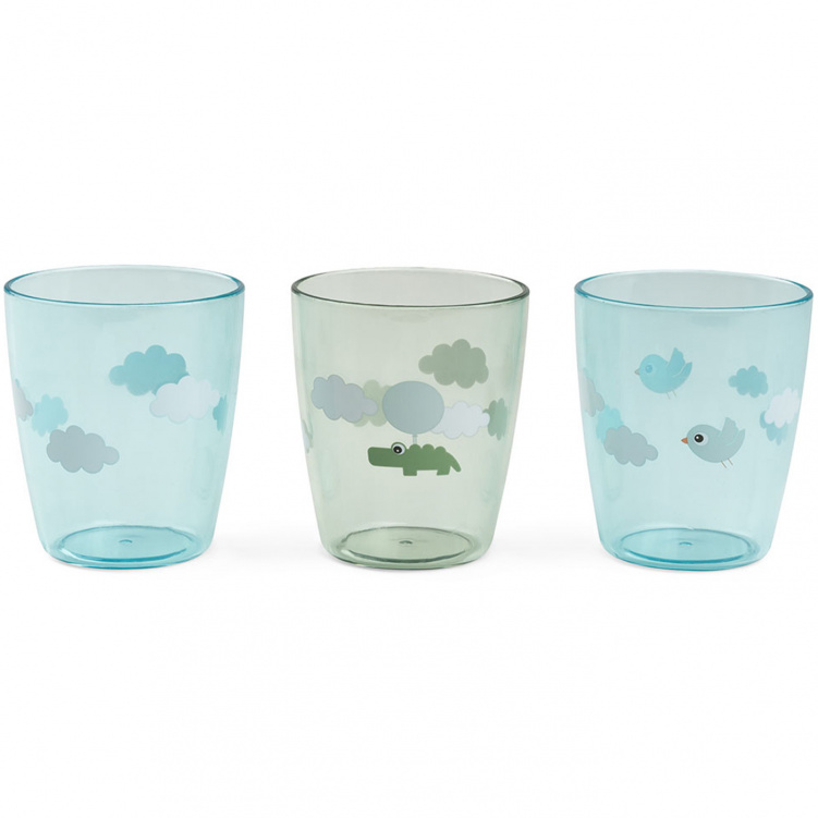 Done By Deer Yummy Mini Glas Happy Clouds Green 3-pack i gruppen Babytillbehör / Äta och mata / Muggar, flaskor och glas hos Bonti (DOBD1936523)