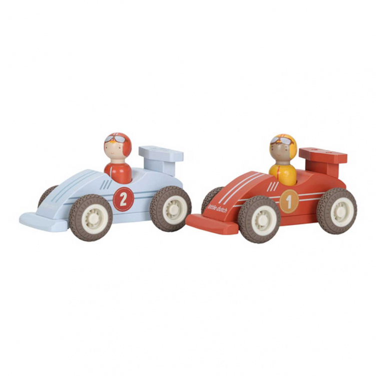 Little Dutch Racerbilar med dragspänne och träfigurer i gruppen Leksaker / Leksaksbilar & fordon / Bilar hos Bonti (LD2526)