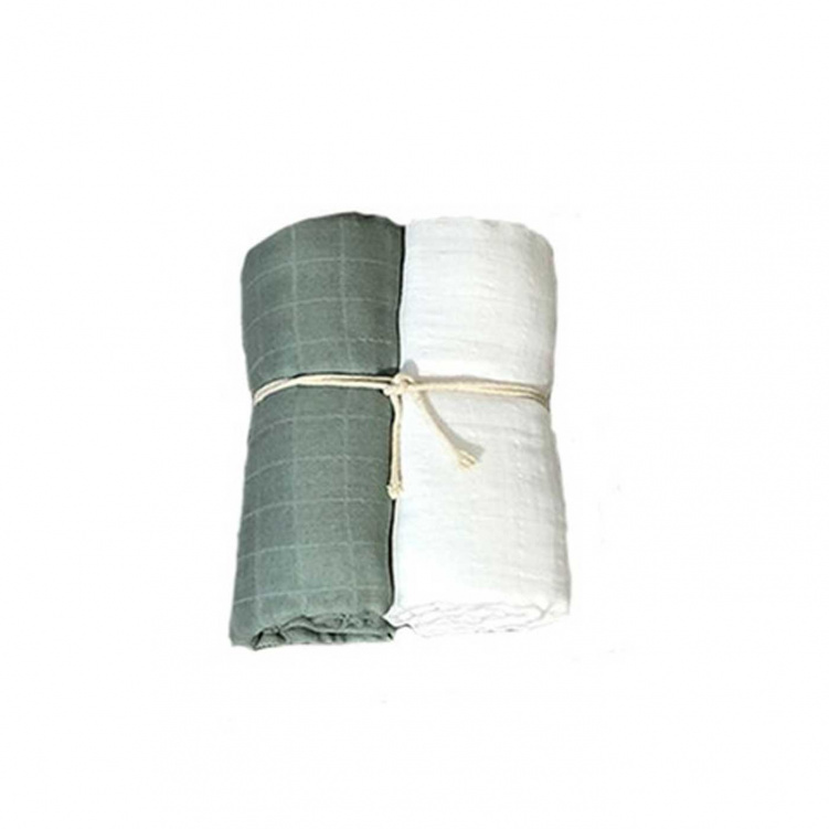 Mini Dreams Muslinfilt 2-pack Vit/grön 115x115 cm i gruppen Barnvagnar / Barnvagnstillbehör / Sommartillbehör till barnvagnen hos Bonti (MIDR91101213)
