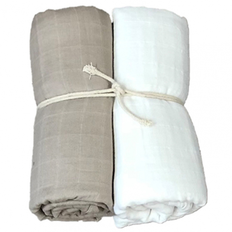 Mini Dreams Muslinfilt 2-pack Vit/sand 115x115 cm i gruppen Babytillbehör / Sova / Bädda för sommartider hos Bonti (MIDR91101221)